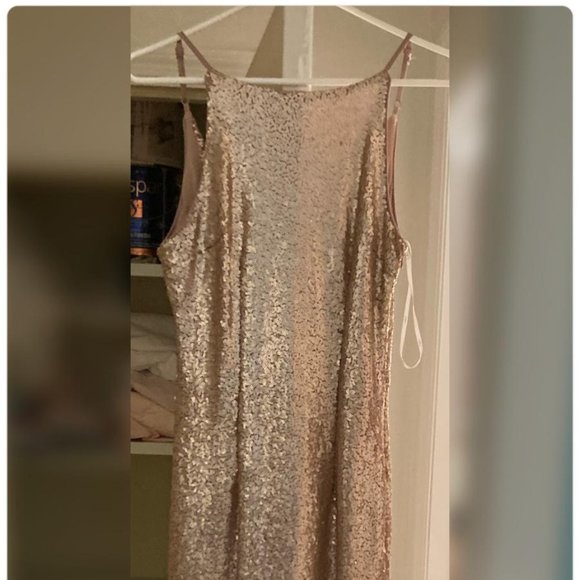Lulu's Rose Gold Sequin Prom Dress - Picture 4 of 4